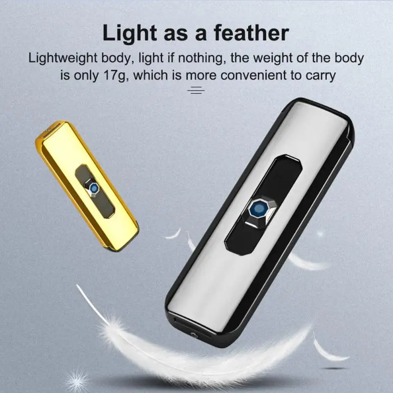 Novel Windproof Electric Touch Lighter Usb Rechargeable Metal Cigarette Lighter Flameless Smoking Cigarette AccessoriesGift