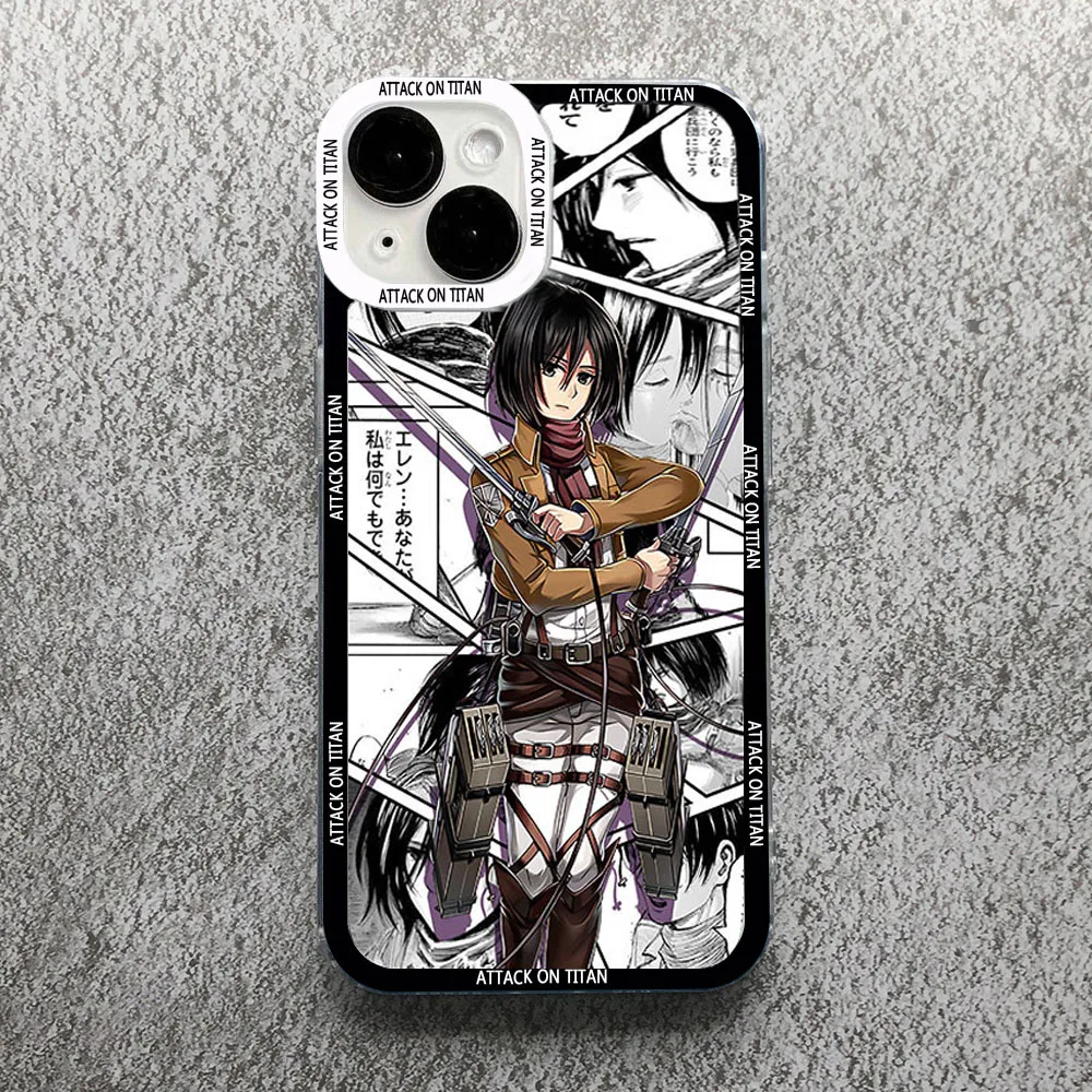 Coque Renforcée En Verre Trempé Pour Iphone 15 Pro Plus (6.7) Manga Attaque  Titans Levi