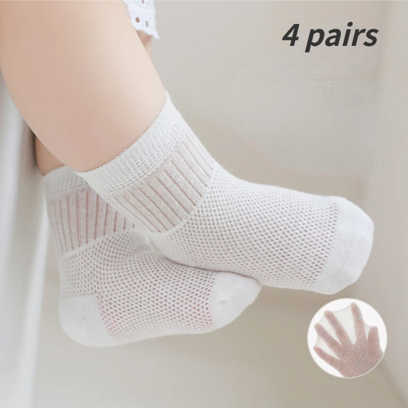 

4 Pairs Cute Cotton Baby Short Socks Toddler Boys Girls Summer Mesh Thin Sock Kids Children Colorful Socks Infant newborn sock