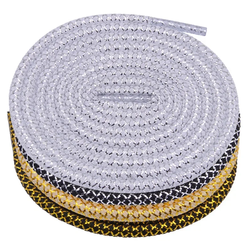 1Pair Quality Rope Shoelace Luxury Gold Silver Wire Round Shoelaces Sneakers Casual Shoe Laces Shoes Accessories 120/140/160CM