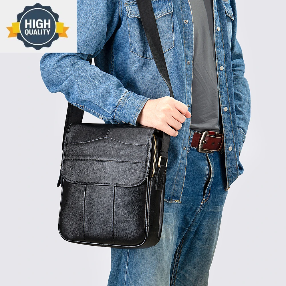 

Leather Men's Genuine Bag for Men Vintage Shoulder s Male Messenger Man Ipad Flap Mens s Small Casual 1121