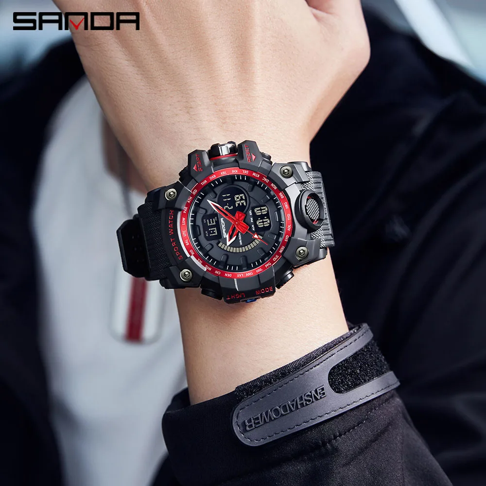 2023 SANDA Brand New Military Watch Dual Display Men Sports Watches G Style Digital Waterproof Watches Relogio Masculino 3132