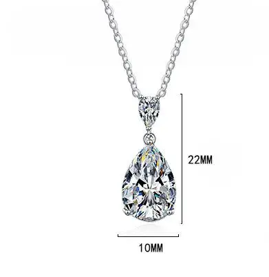 Moissanite Necklace 14K White Gold 2 Carat Pear Teardrop Cut D Color Moissanite Diamond Necklace Fine Jewelry