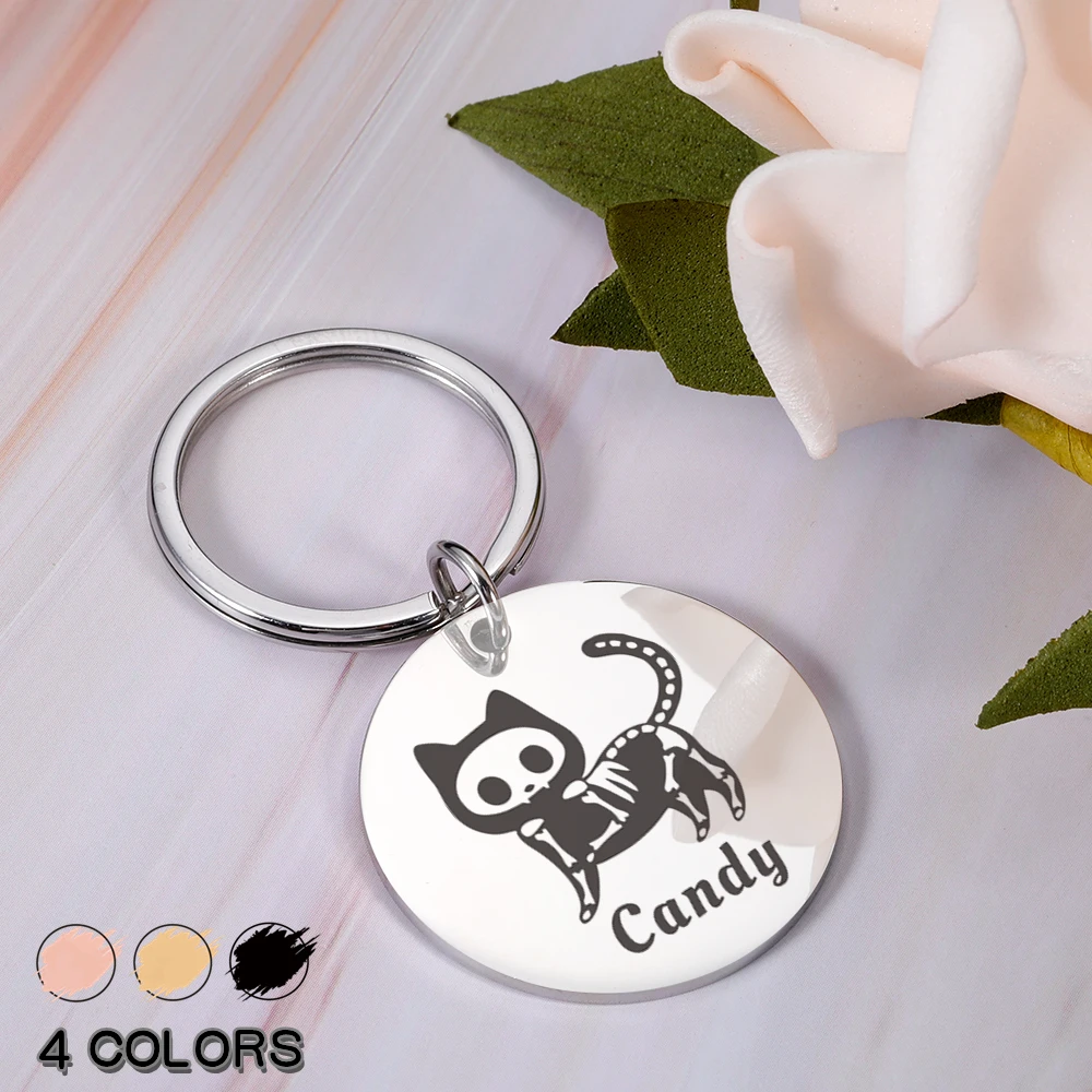 Personalized Cat ID Tag Anti lost Shiny Steel Pet Name Tags Plates Free