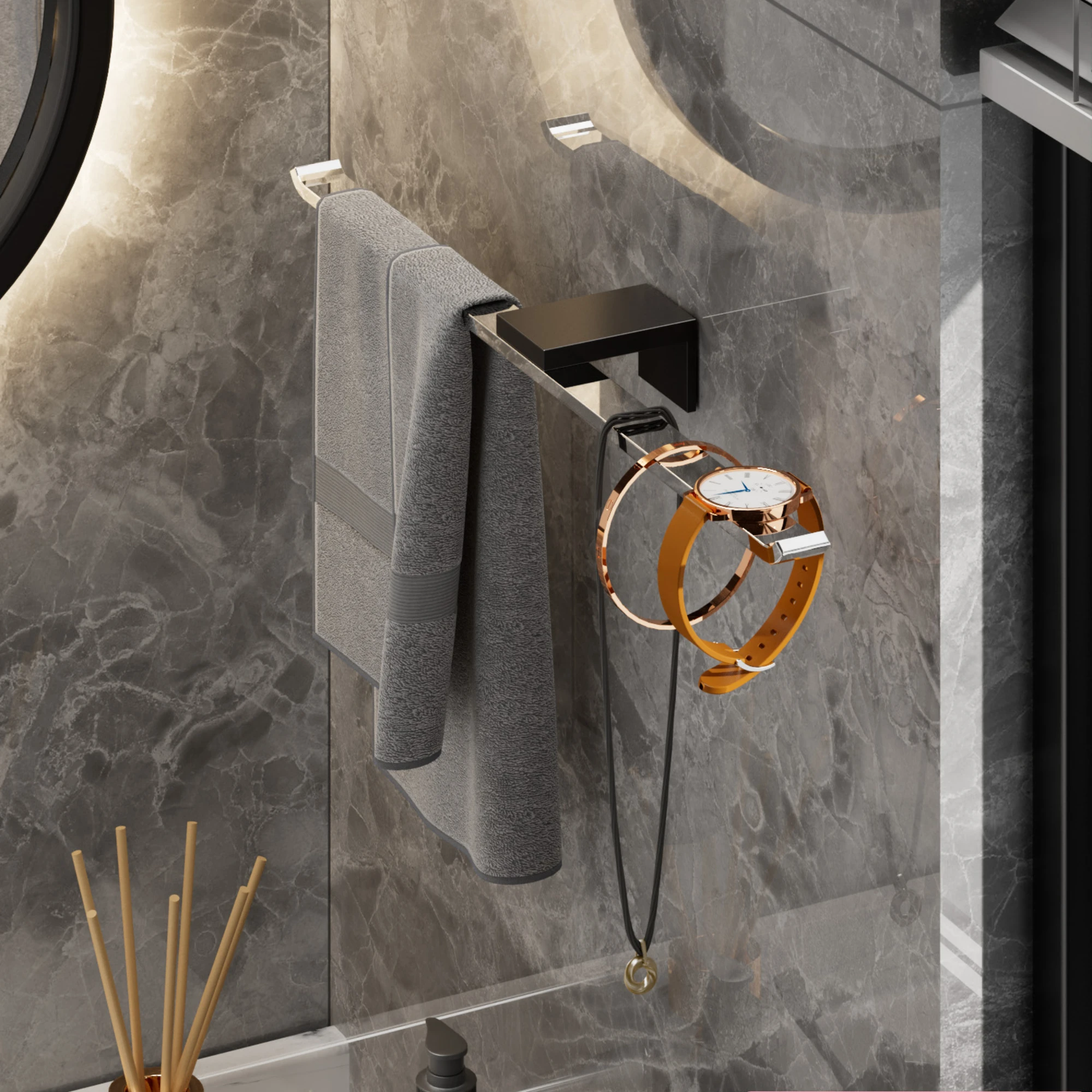 

Bathroom storage luxury wind artifact single towel rack