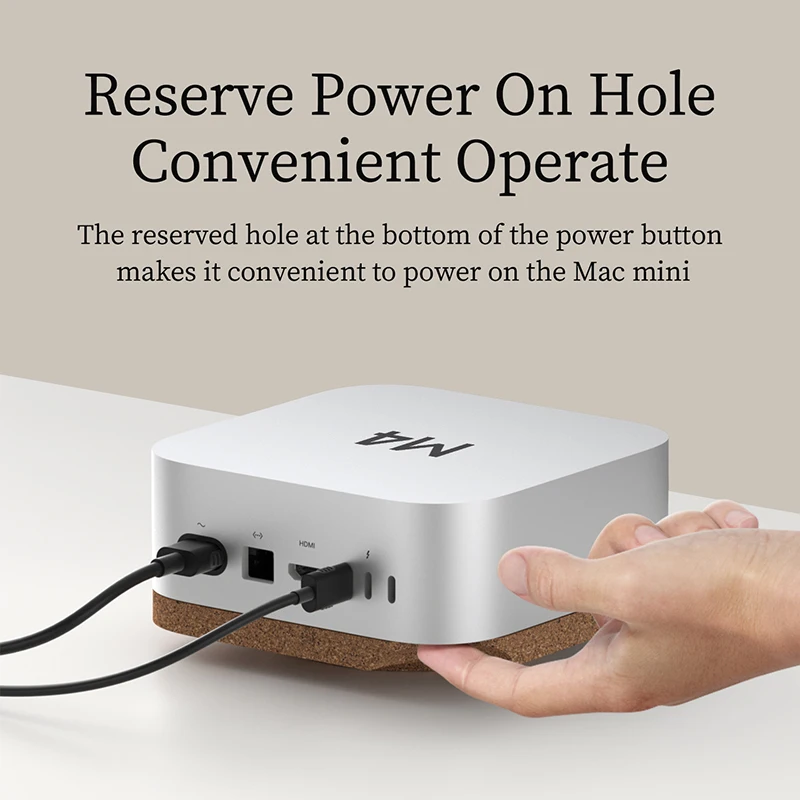 Hagibis Desktop Stand for Mac mini M4/M4 Pro 2024 Dustproof Coffee Cork Bracket Base Heat Dissipation Holder Cooling Accessories