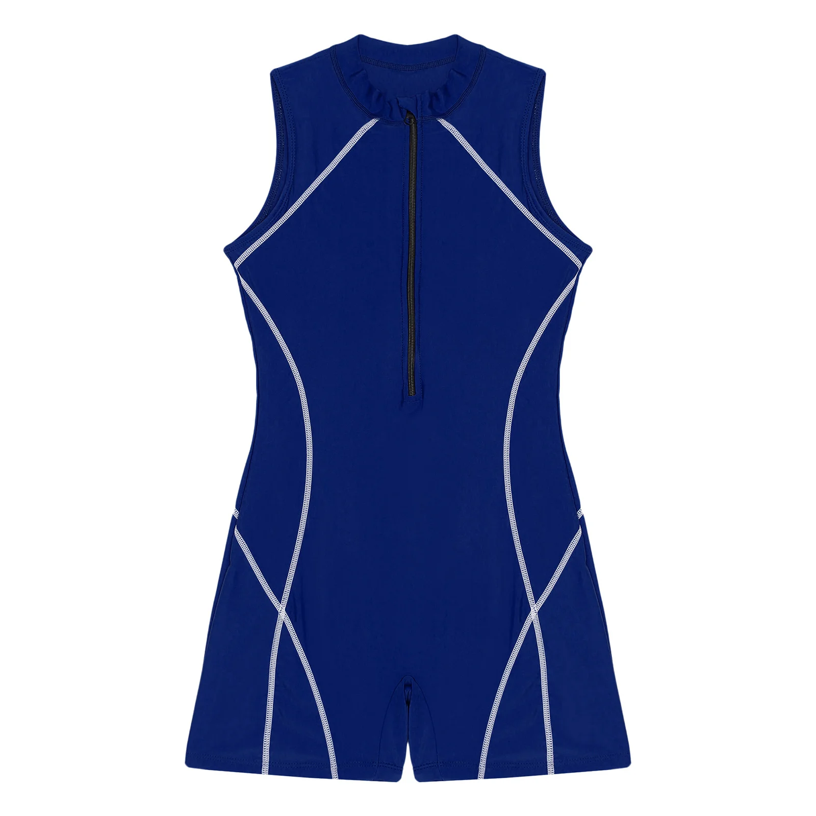 Frauen einteiliger sportlicher Badeanzug bis 50 Rash Guard ärmelloser Reiß verschluss Bodysuit Bade bekleidung Badeanzug Surfen Beach wear Neopren anzug – Detail 31