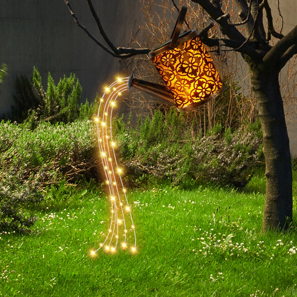 Solar Watering Can Light Retro Metal 36LED Kettle String
