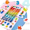 Kids Montessori Educational Wooden Math Toys Children Busy Board Count Shape Colors Match Fishing Puzzle Learning Toys Gifts 5