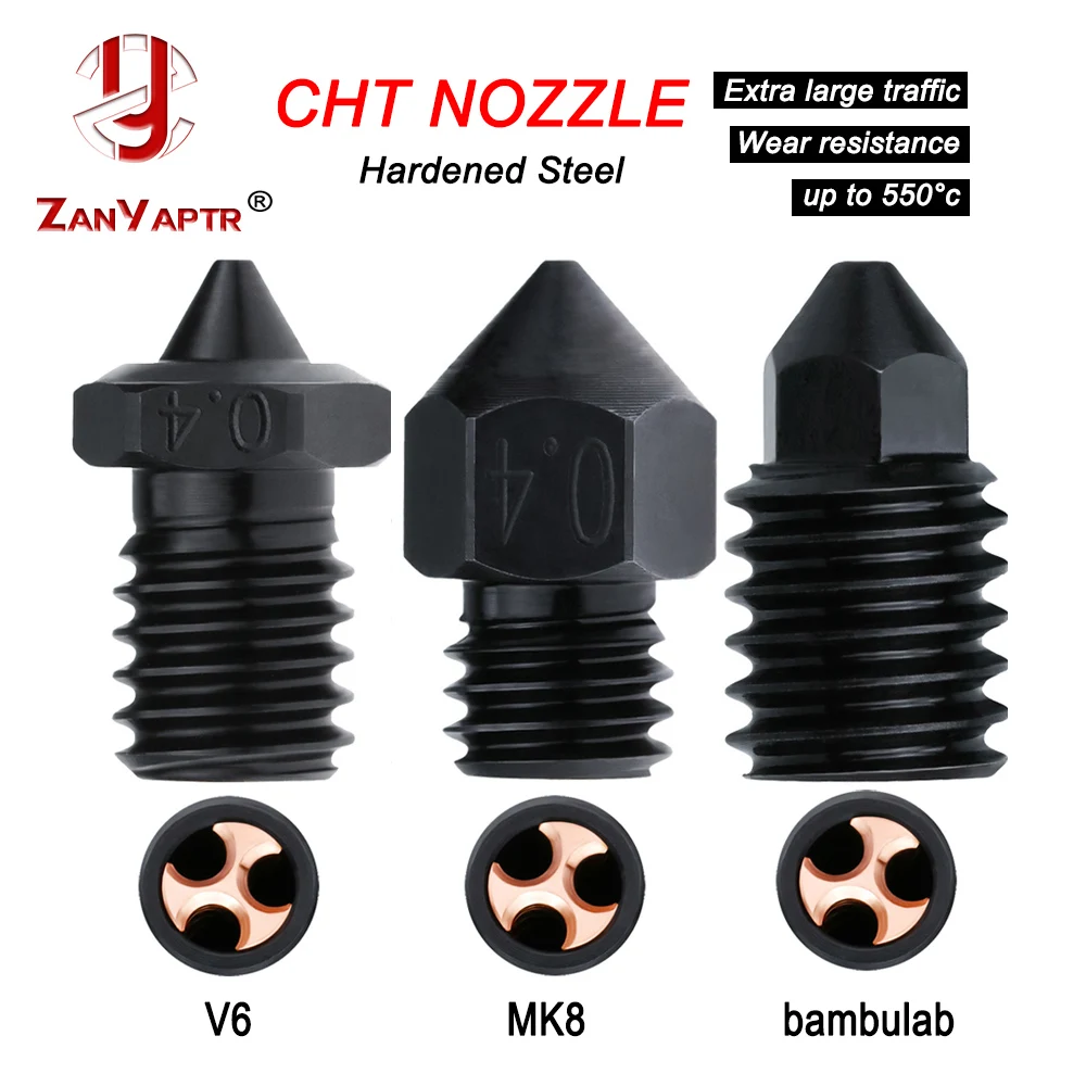 

Upgraded Cht Nozzle V6 Nozzle MK8 Nozzle Hardend Steel E3D v6 Clone CHT High Flow For bambu lab x1c bambulab Hotend 3d printer