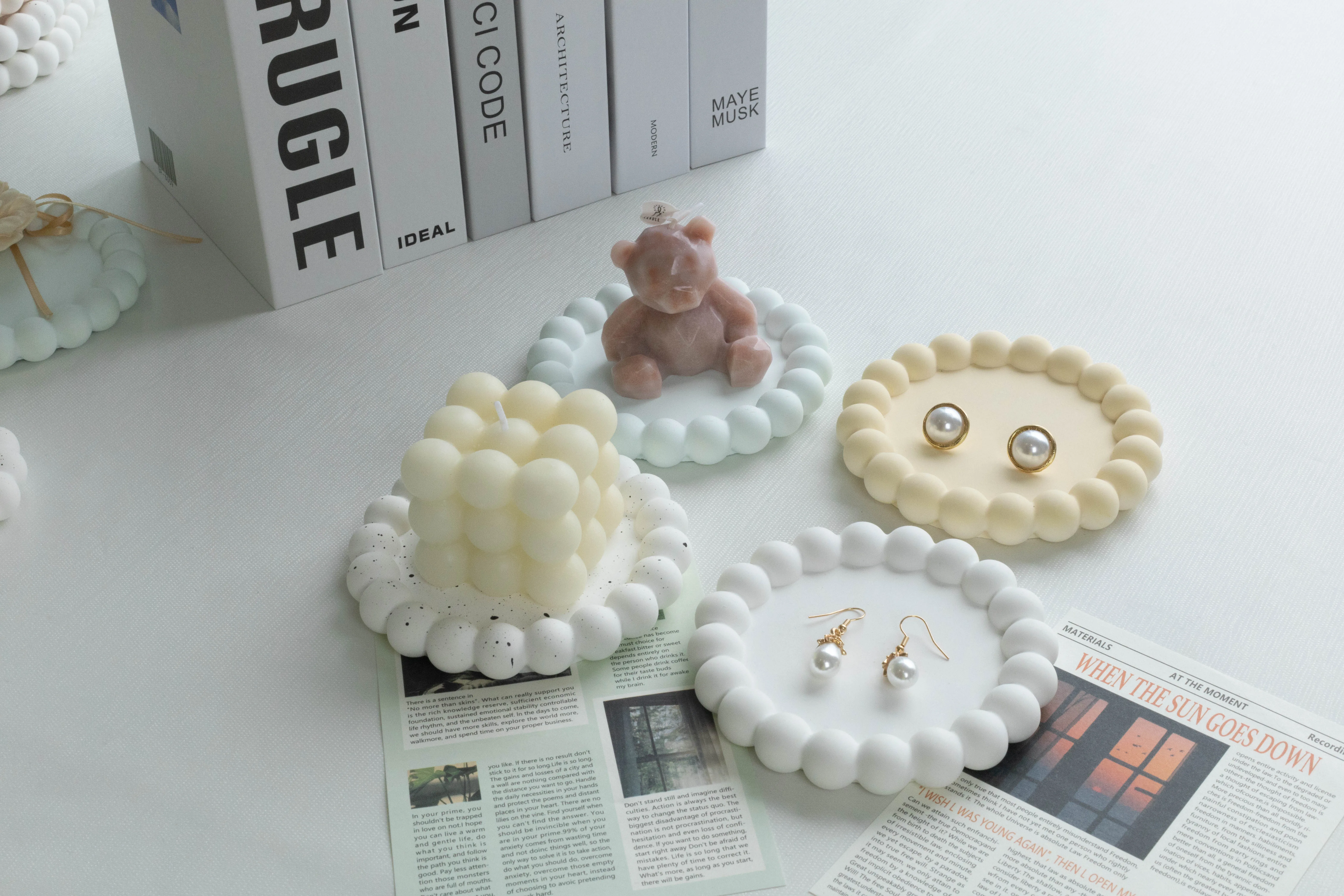 Plaster Tray Rings Storage Plate Photo Props Nail Jewelry Display Matte Decorative Pieces