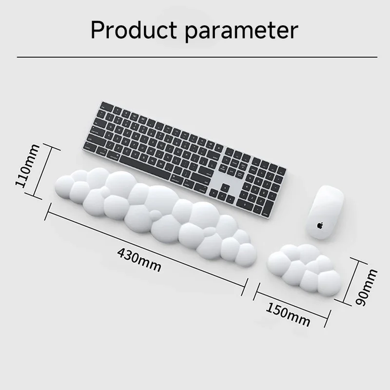 Wrist Pad Leather Cloud Shape Soft PU Material Memory Foam Anti-Slip Rubber Base Office Keyboard Mouse Support