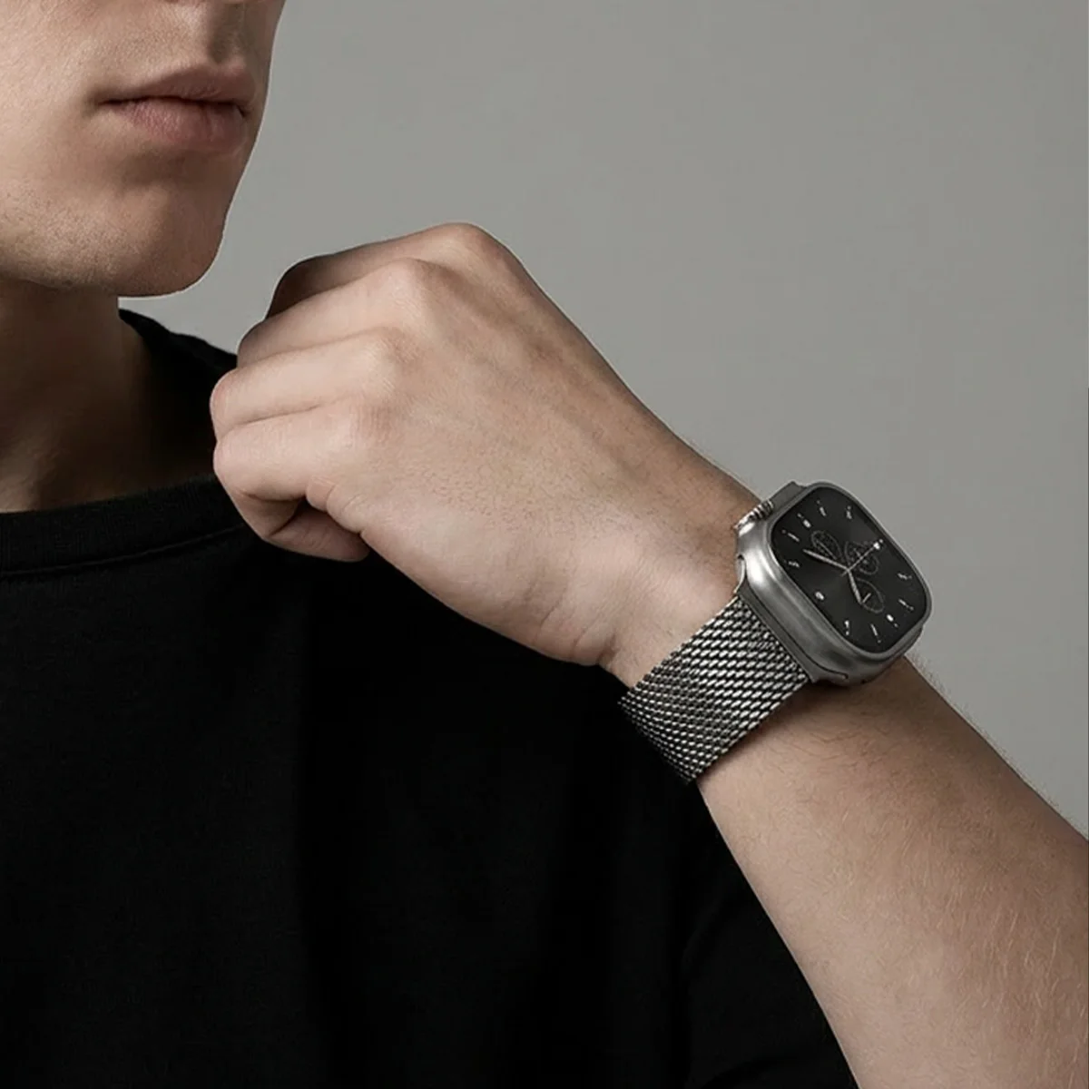 Titanium Milanese Parachute Buckle Watch Strap in Elegant Design