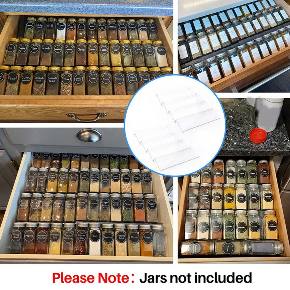 Clear Acrylic Spice Drawer Organizer,Seasoning Jars Drawers Insert,Kitchen Spice Rack Tray for Drawer (Jar Not Included) 4