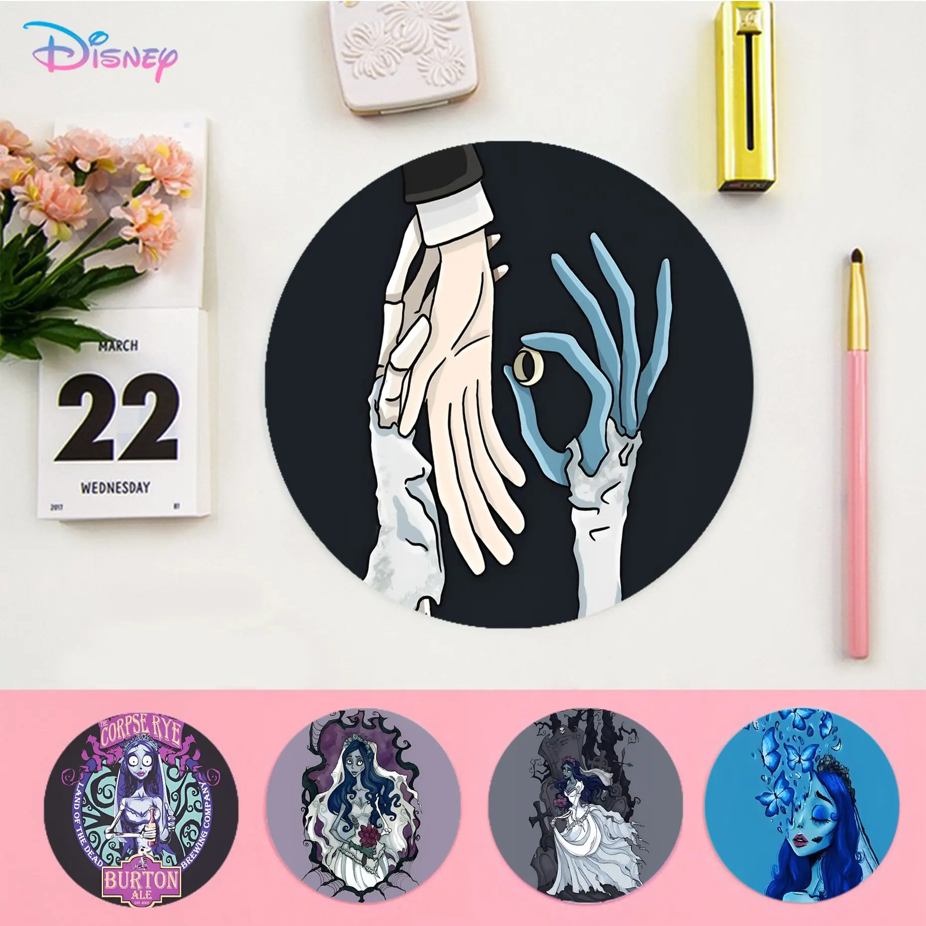 

Disney Corpse Bride Mousepad Non-slip Round Big Promotion Table Mat Student Mousepad Computer Games Pad for PC Gamer Mousemat