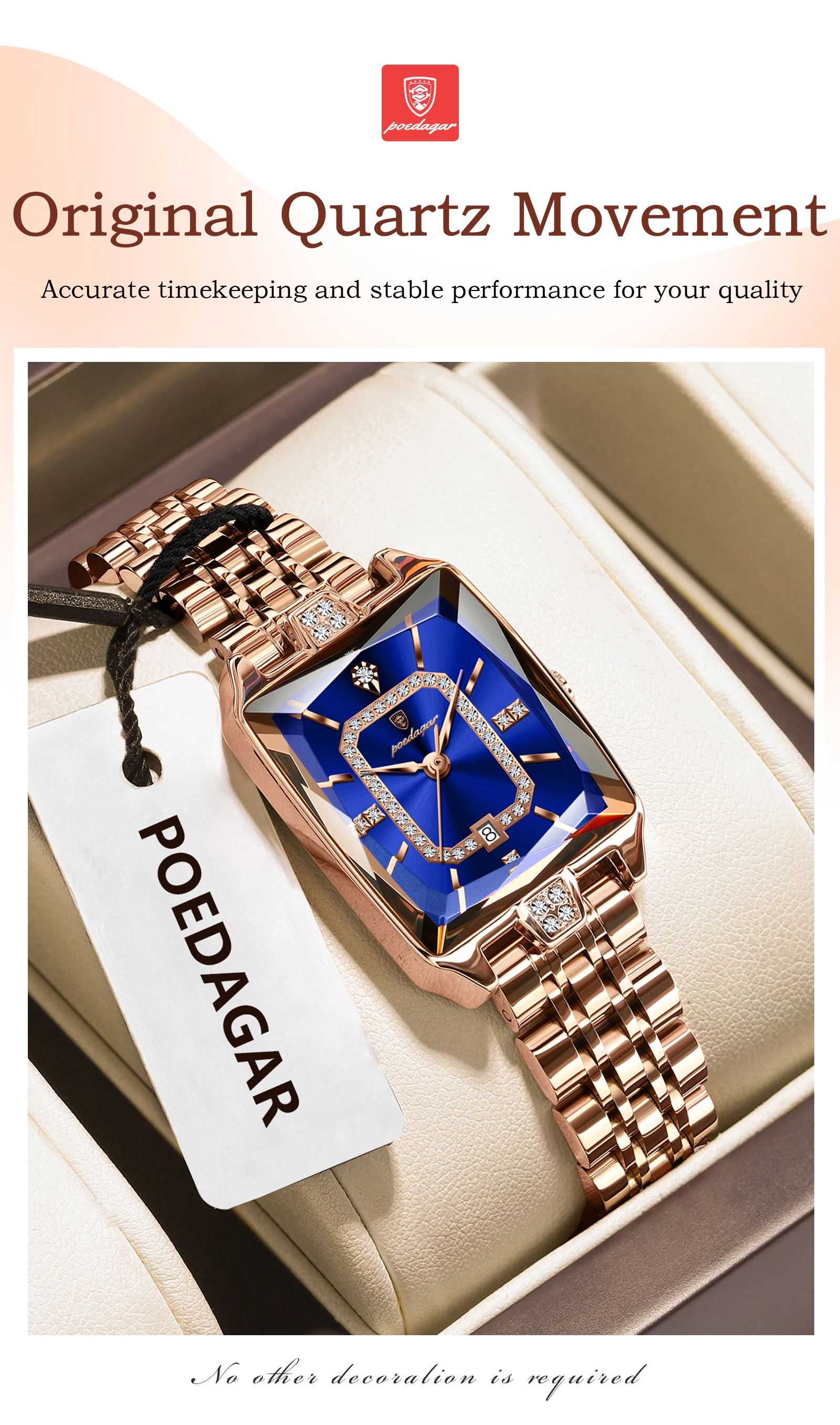 POEDAGAR Luxury Casual Ladies Watch Stainless Steel Waterproof Date Fashion Woman Wristwatch High Quality Quartz Women's Watches