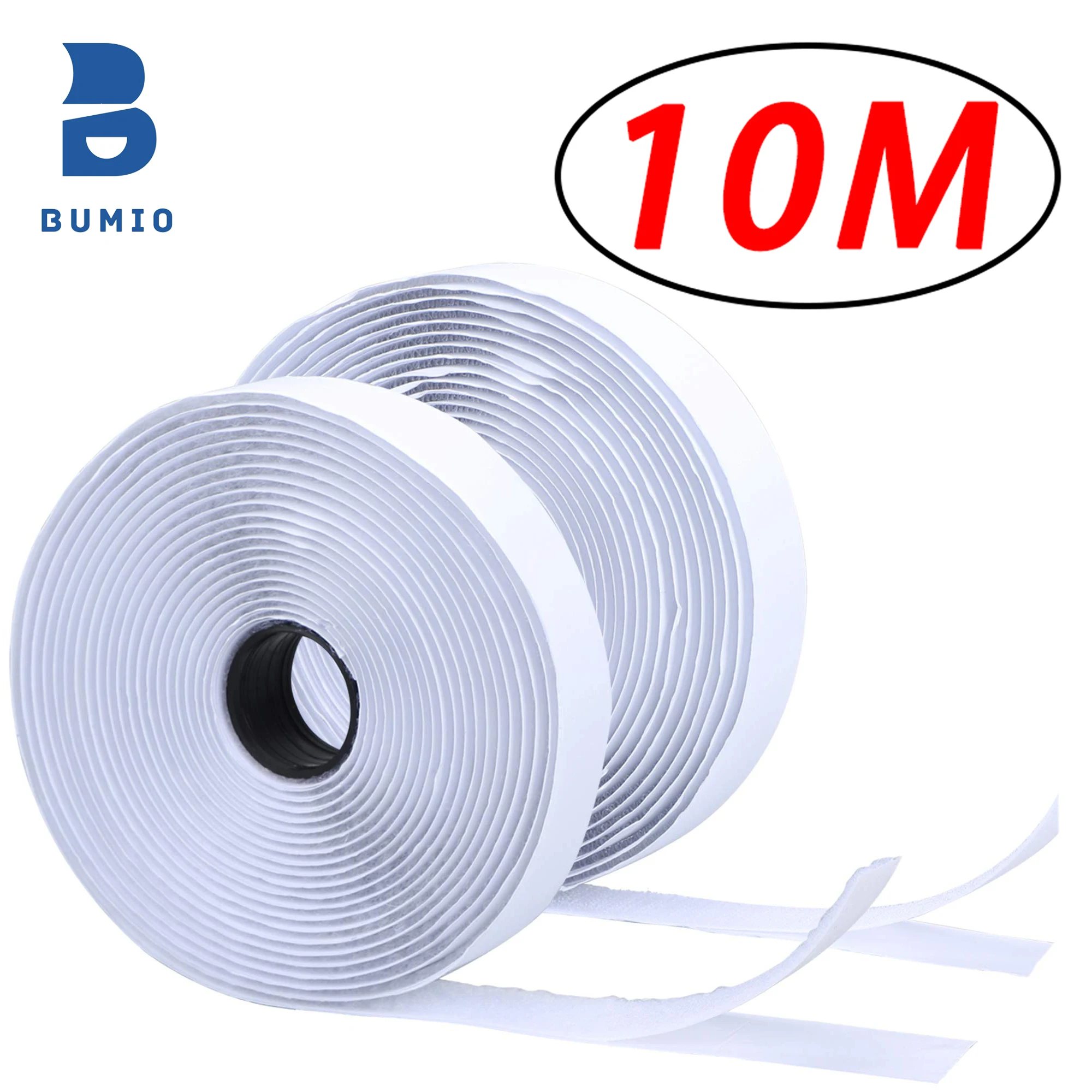 Self-Adhesive Hook and Loop Tape Fastener - Heavy-Duty Double-Sided Velcro Roll