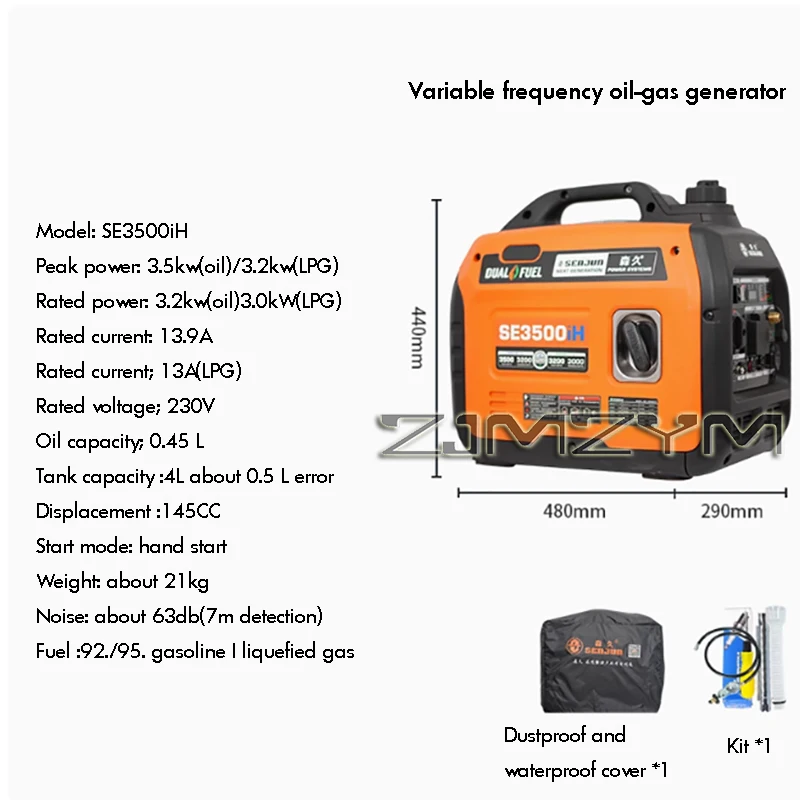 SE3500iH Silent Variable Frequency Generator Portable Dual Fuel Generator 220V Household Outdoor Charging