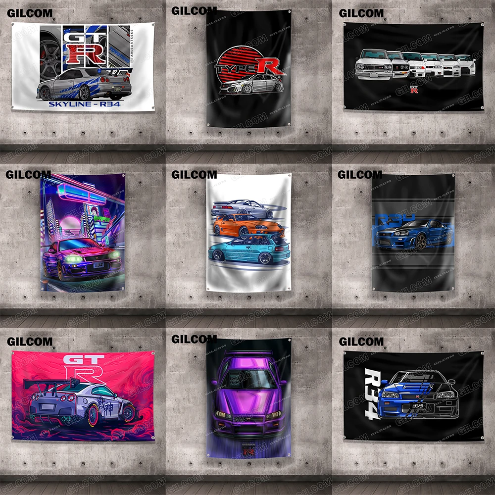 Gtr Flag Racing Sport Car Competition Exercise Poster Pubblicizza Logo Sport Outdoor Club Banner Passacavo In Ottone