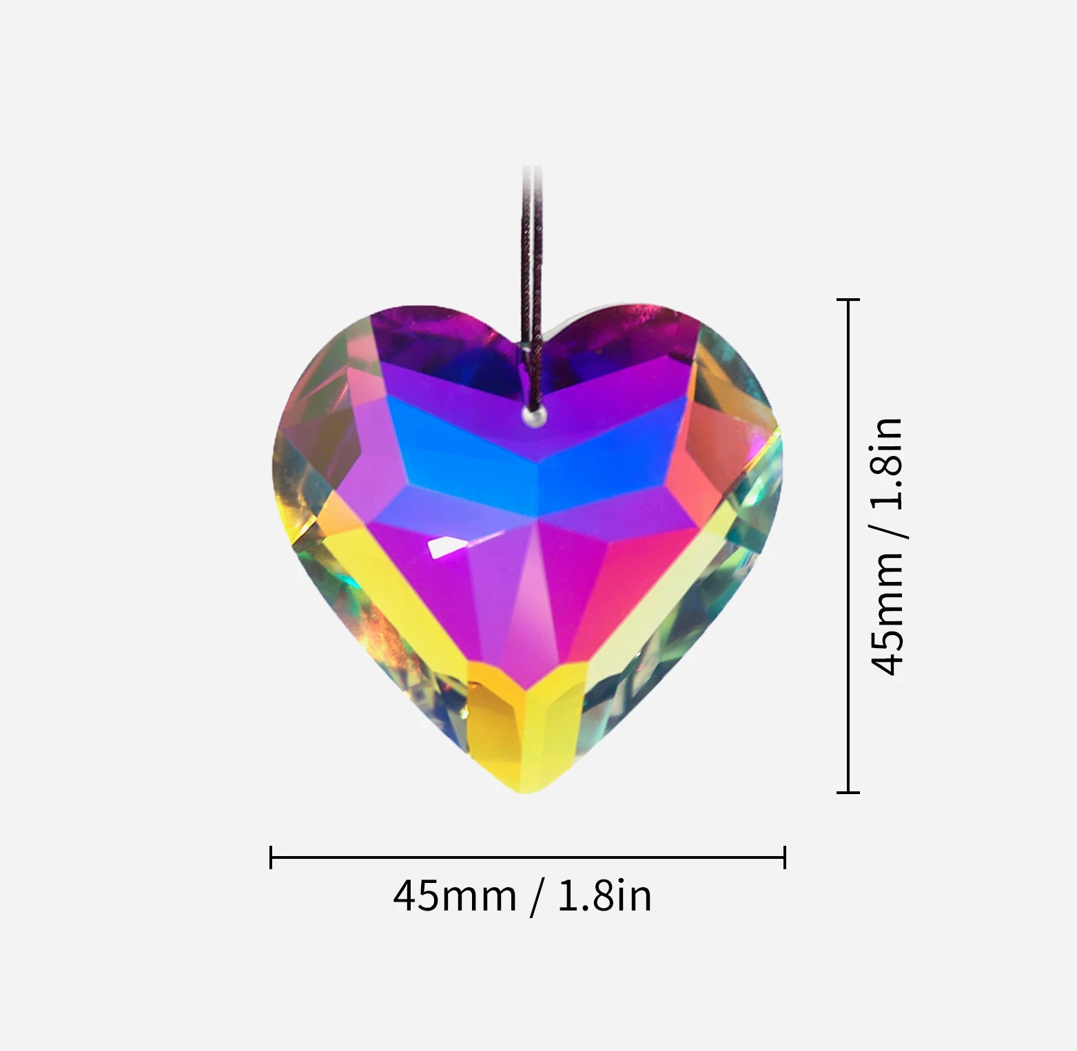45mm 30mm Hanging Heart Suncatcher Prism Pendant Crafts for Home Office Garden Decoration Rainbow Maker Window Pendant Xmas Gift