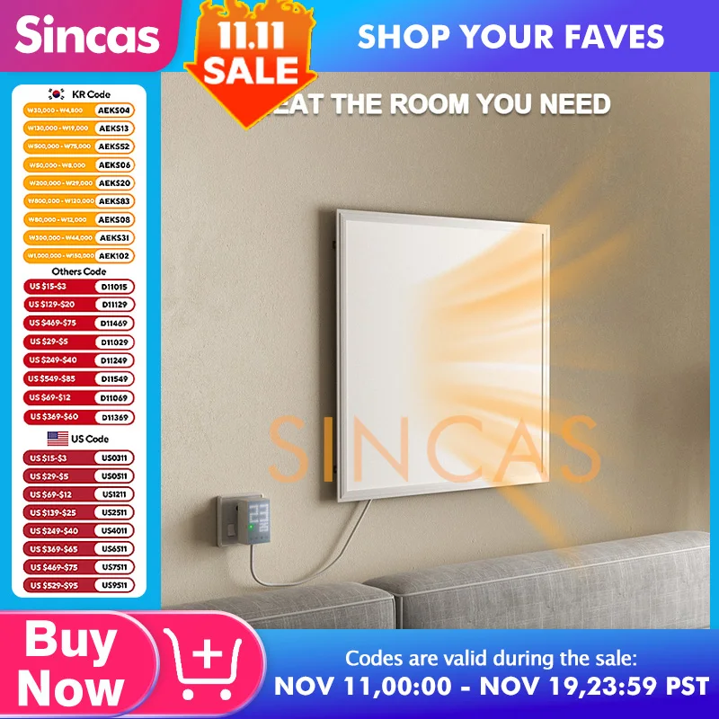 Wall-mountedIntelligentTemperatureControlTimerSwitchElectricHeaterIndoorFarInfrared375WPTCHeatingElectricHeater