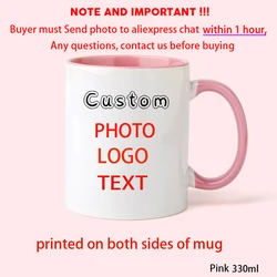 Customized Photo Mug - Personalized Gift for Family, Kids, Pets, or Special Occasions (Pink mug)