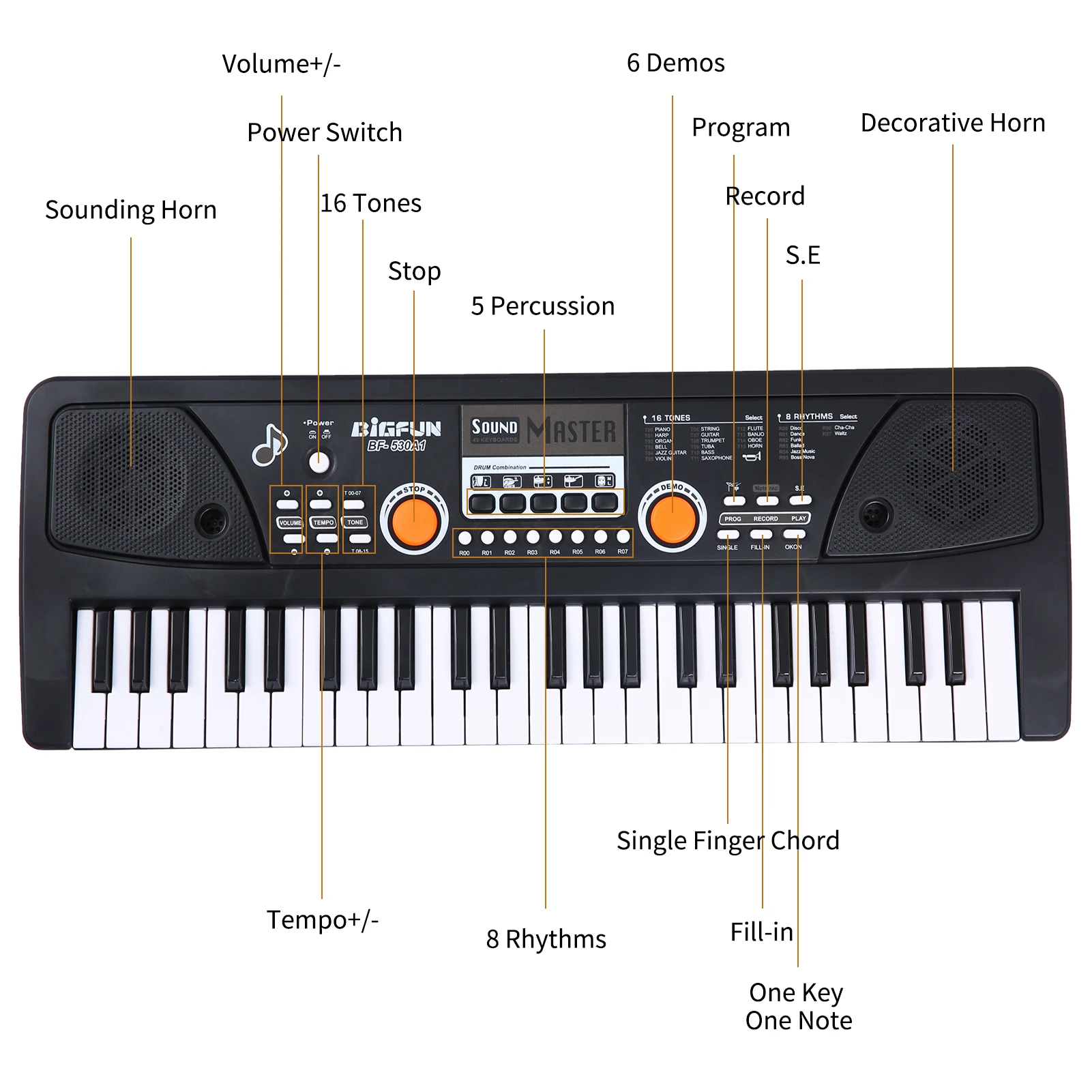 BIGFUN-Piano électrique USB à 49 touches avec microphone, orgue