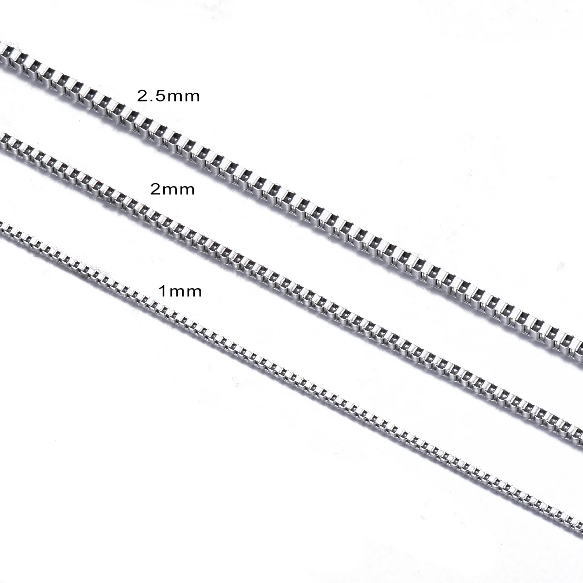 Stainless Steel Box Chain Necklace DIY Jewelry Findings Making Men Women Link Chains Accessories 1.5mm 2mm 2.5mm 3mm stainless steel necklace metal necklace sterling chain necklace