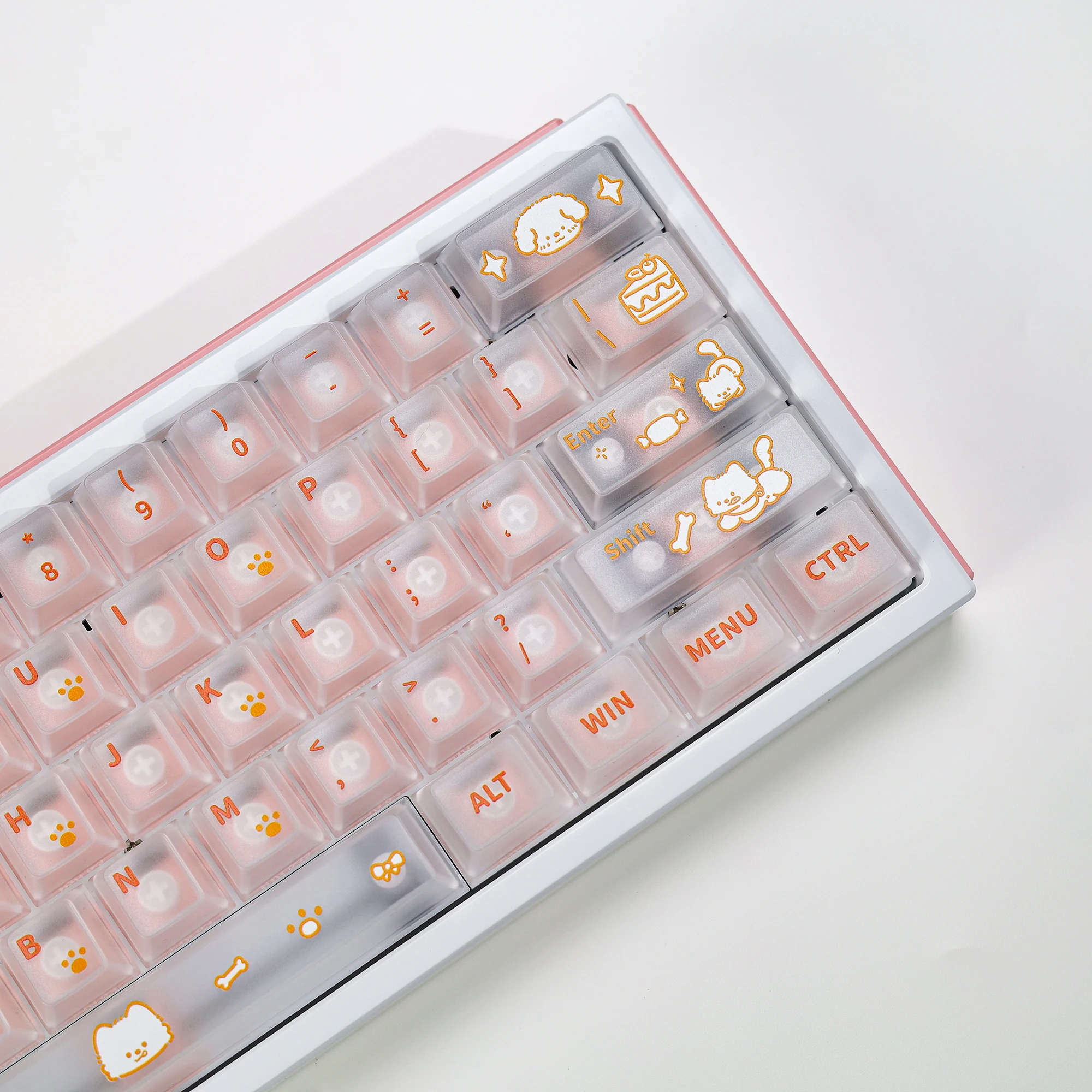 KBDiy Weiße, matte, durchscheinende Tastenkappe, niedliches PC-Kirschprofil, Alice Split Space, UV-Druck, Tastenkappen für 60 mechanische Gaming-Tastaturen – Detail 19