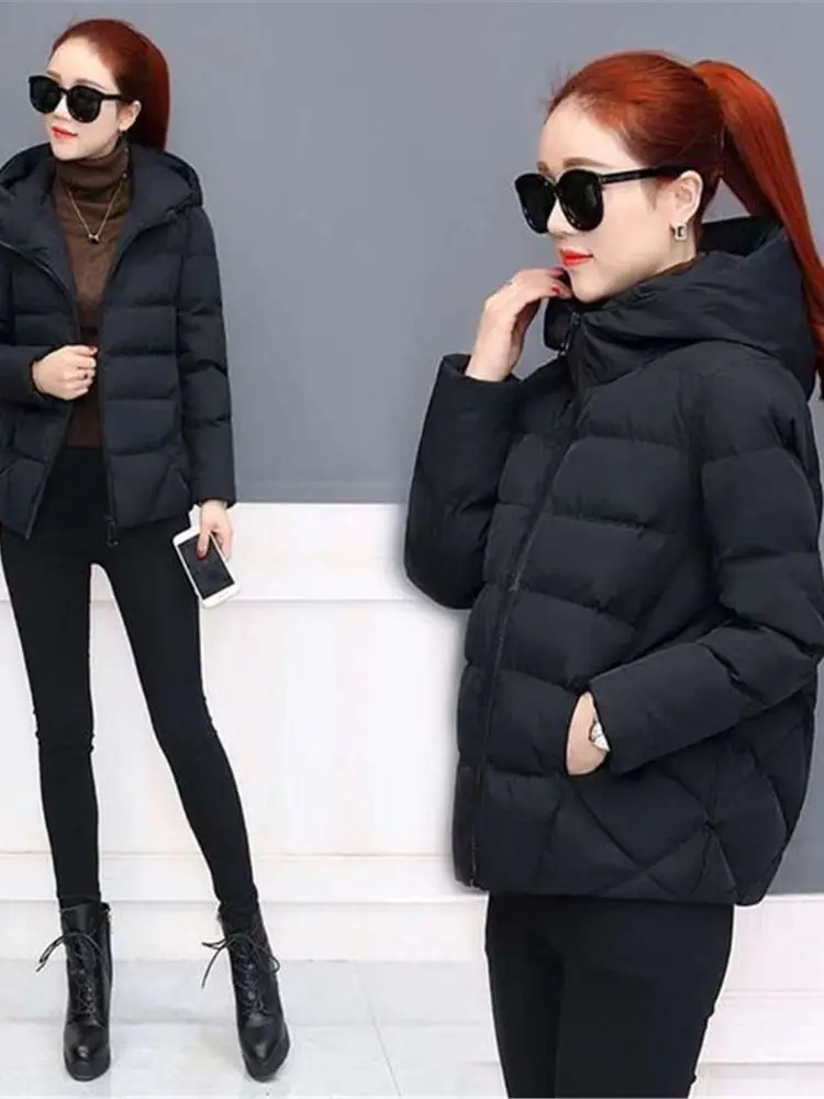 가을 겨울 자켓 파카 여성 따뜻한 코트 후드 오버 코트 코튼 패딩 기본 자켓 여성 캐주얼 겉옷 여성 의류