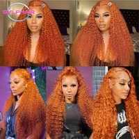 Perruque avant en dentelle gingembre Orange perruques de cheveux humains bouclés 30 38 pouces perruque frontale vague profonde 13x4 13x6 HD perruque de cheveux humains avant en dentelle 5