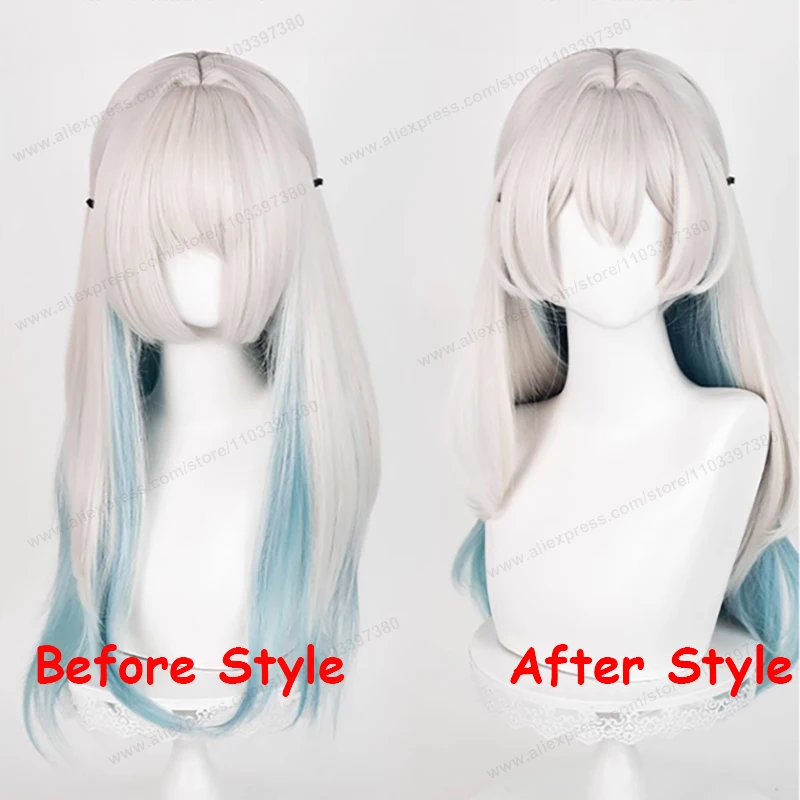 Peruca de Cosplay HSR Firefly, Honkai: Star Rail, Cabelo Liso Longo, Resistente ao Calor Anime, Perucas Sintéticas, 67cm