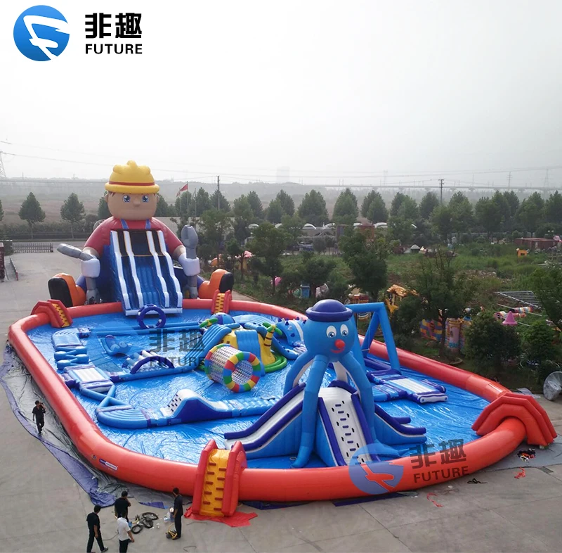 Inflatable Amusement Water Park Hot Giant Inflatable Commercial Water Park Slides Game With Pool For Child And Adult Cheap