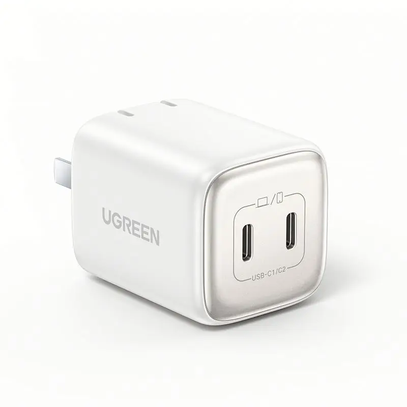 유그린 45W USB C GaN 벽면 충전기 PD 45W 듀얼 포트 고속 충전기 휴대용 충전 어댑터