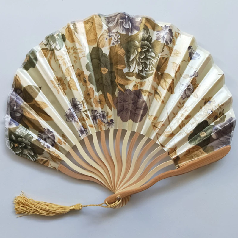 Hand Fold Fan Retro Adornment for Woman Man Dance Props Wedding Living Room Cabinet Decor