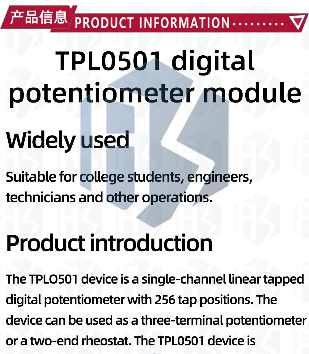 Egbo 2,7 v-5,5 v tpl0501 digitales Potentiometer modul k einstellbare Spi-Port-Einstellung Brücken ausgleichs sensor ultra x9c104 – Detail 2