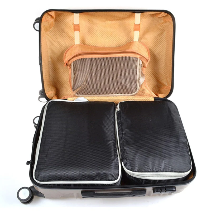 3PCS Compressed Packing Cubes Travel Storage Organizer Set Mesh Visual Luggage Portable Convenient Lightweight Suitcase Bag storage bag travel bags clothes storage bags
