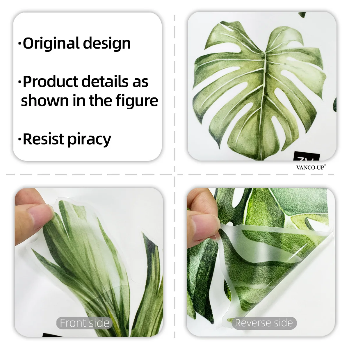 2pc Set Large Size Green Plant Wall Decal Sticker For Home Decoration Monster Leaf Design Easy To Apply And Remove Home Wall Art 5