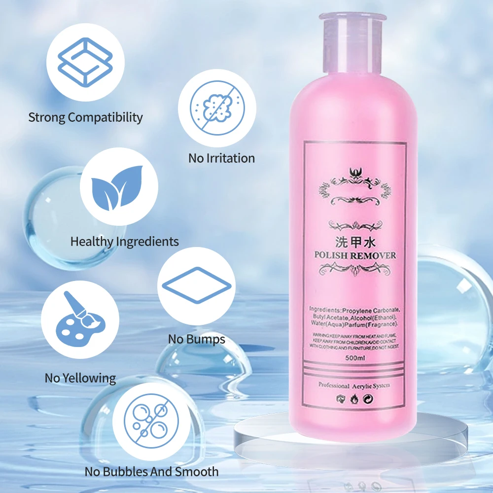 Dkasama 500ml Nail Gel Remover Professional Non-Irritating Nail Polish Cleaner Brush Cleaner Manicure Care Fake Nail Art Tools 2