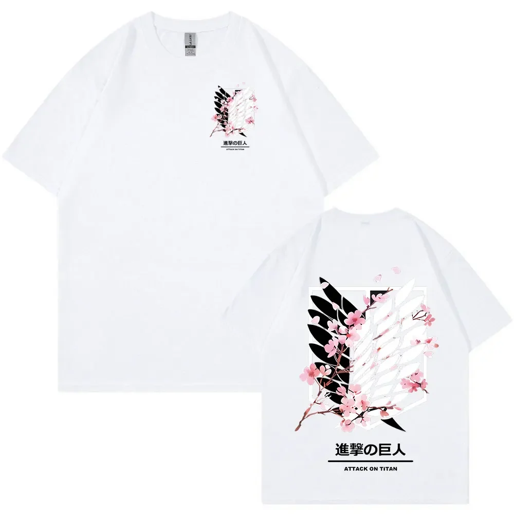 Anime Attack on Titan T-Shirt Ackerman Mikasa Eren Jaeger Cherry Blossom Graphics Tees 3
