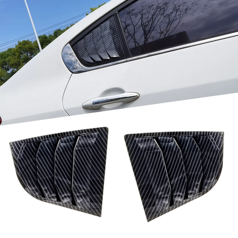 

2Pcs Rear Side Window Blinds Trim Cover Louver Stickers For KIA Forte K3 2013-2018 Frame ABS Carbon Fiber Auto Car Accessories