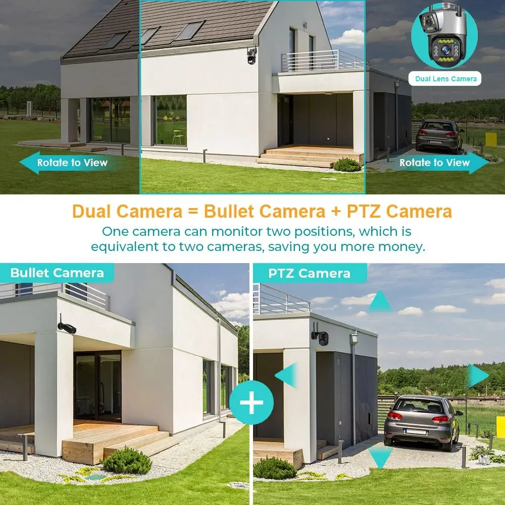 Dual Lens 4G IP Camera WiFi 8MP 4K Surveillance Cameras Wireless Outdoor Smart Home Night Vision V380 Digital Zoom CCTV Camara 6