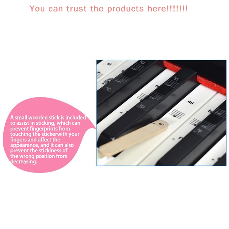 54/61/88 PVC Sticker Piano Stave Electronic Keyboard Name Note Sticker Accessories Key Piano Stickers Transparent Keyboard