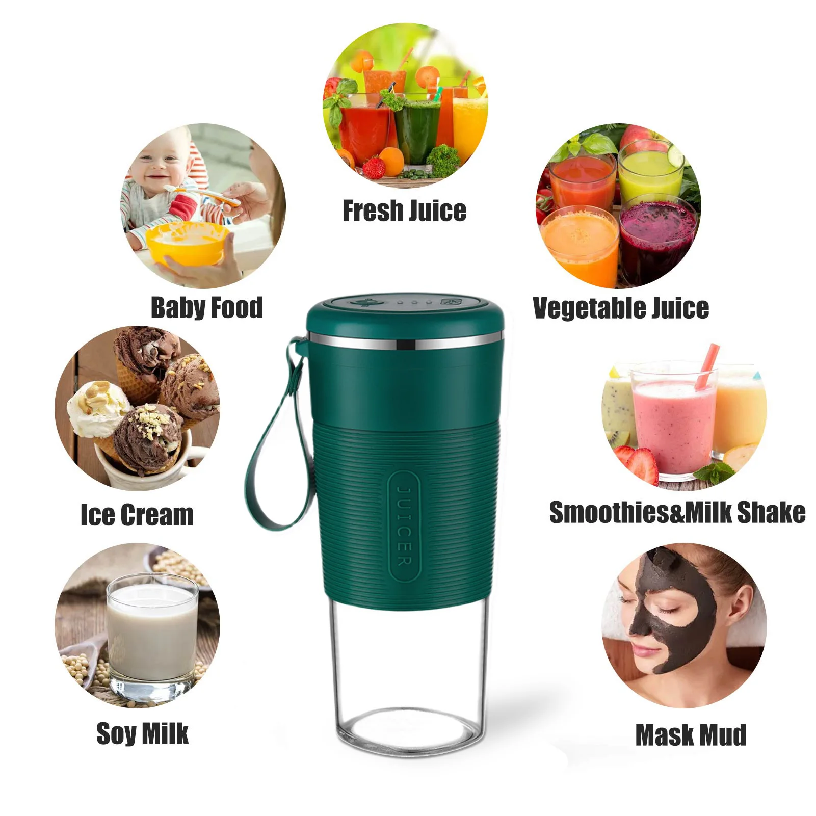 Portable Blender Cup Juicer Smoothie Maker USB Charging Personal Blender Cup  Built-in Rechargeable Battery 300 ML Fruit Juice - AliExpress