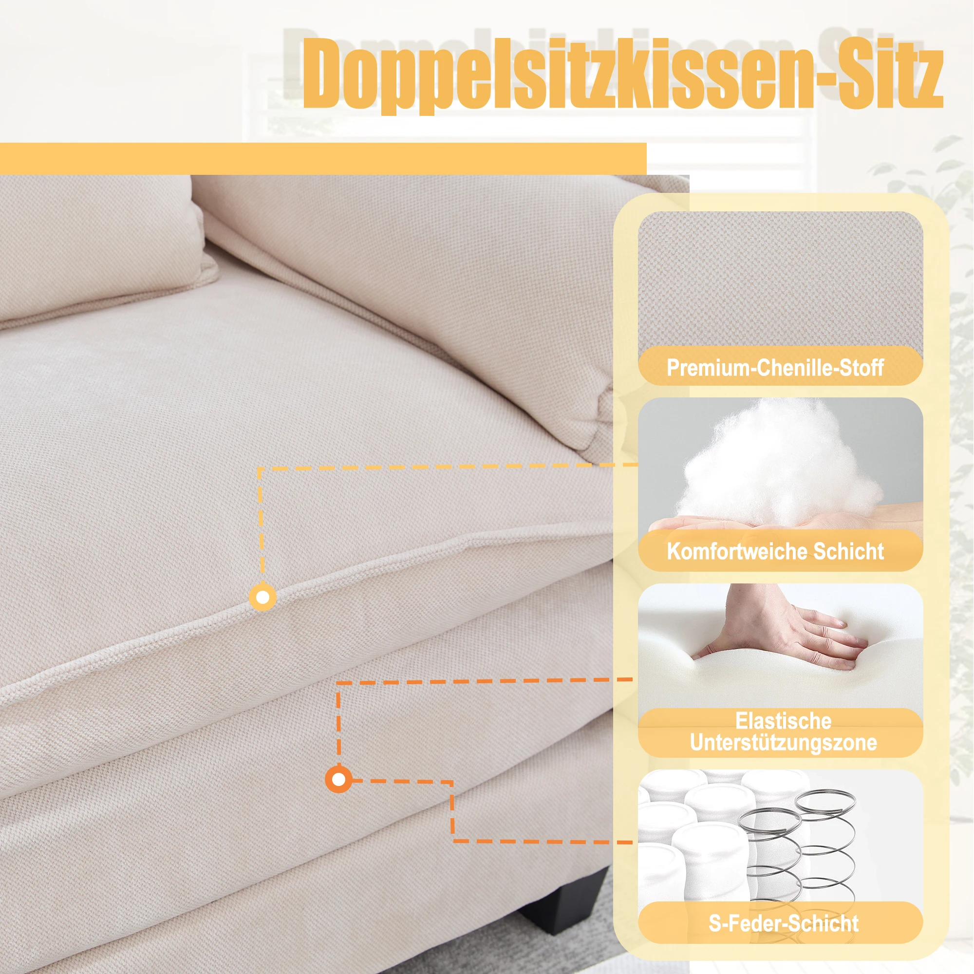 Moderner übergroßer Sessel mit Fußstütze und Hocker, Samt-Loungesessel mit Seitentaschen und Kissen, bequemer Lesestuhl – Detail 1