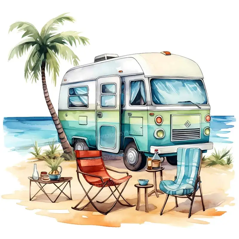 Outdoor Camping Van Retro Wall Sticker Art Mural Living Room Bedroom Cabinet Decoration Home Decor Car Sticker S273 wall stickers wall sticker