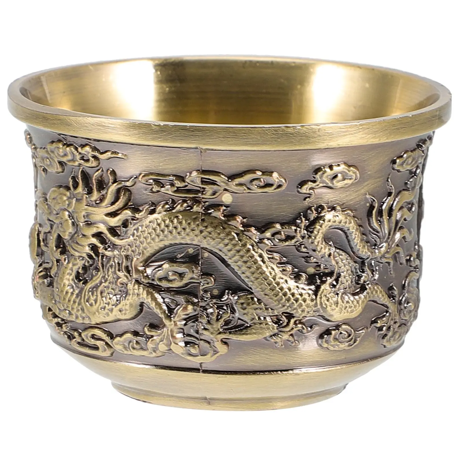 1pc Vintage Tea Cup Glasses Goblet Tumbler Chalice Kungfu Royal Brass Shot Drinking Teacup Metal Alloy Retro Dragon Wine Cup Drinking Glass