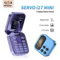 SERVO i17 Mini Flip Mobile Phone 2G Network 1.77inch Screen Dual SIM Flashlight Speed Dial FM Radio Small Fashion Foldable Phone 1