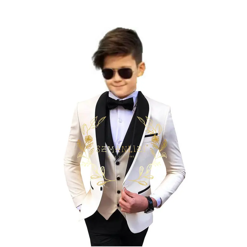 Boys Suit Jacket White Wedding Tuxedo Kids Blazer Pants 3 Piece Fashion Clothes Shawl Lapel Boys Clothes 4yrs To 12yrs Suit