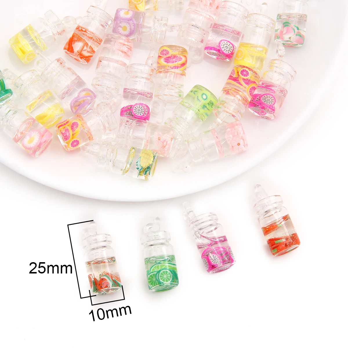 4/6 Stück süße Harz Eis Obst Erdbeere Saft Charm Anhänger für DIY Halskette Ohrring Schlüsselanhänger Herstellung Schmuck Zubehör – Detail 1